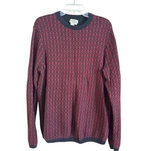 Vtg The Territory Ahead Men’s Merino Wool Blend Sweater Burgundy Pattern Large